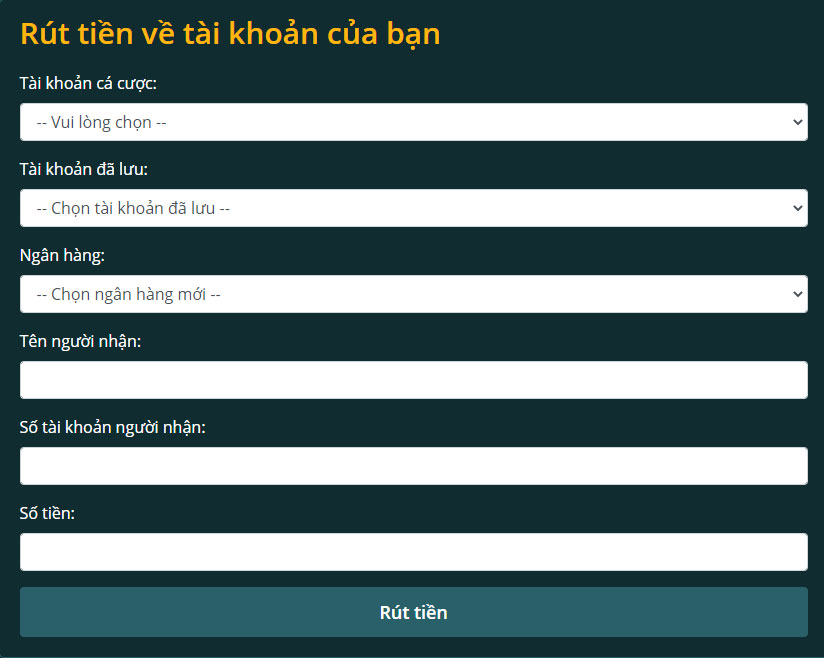 Rút tiền Bong88 về tài khoản ngân hàng