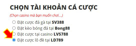 Chọn tài khoản LD789