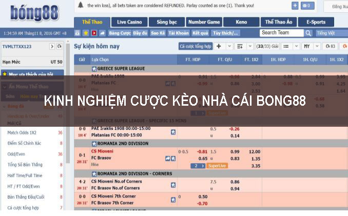 Kinh nghiệm cược kèo nhà cái bong88 hiệu quả