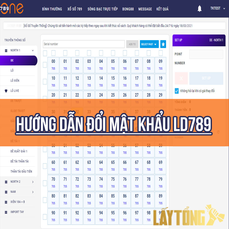 Hướng dẫn thay đổi mật khẩu tài khoản LD789