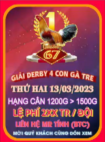 Giải Derby 4 con gà tre ngày 13/03/2023